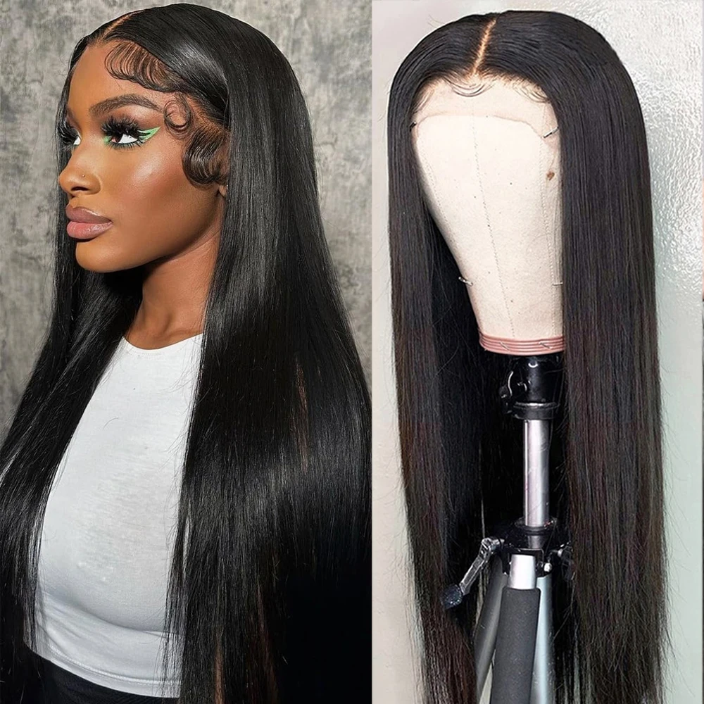 

30inch Brazilian Straight Lace Front Wigs Human Hair 220% Pre Plucked 13x6 Transparent Lace Frontal Wigs 4x4 Lace Closure Wigs