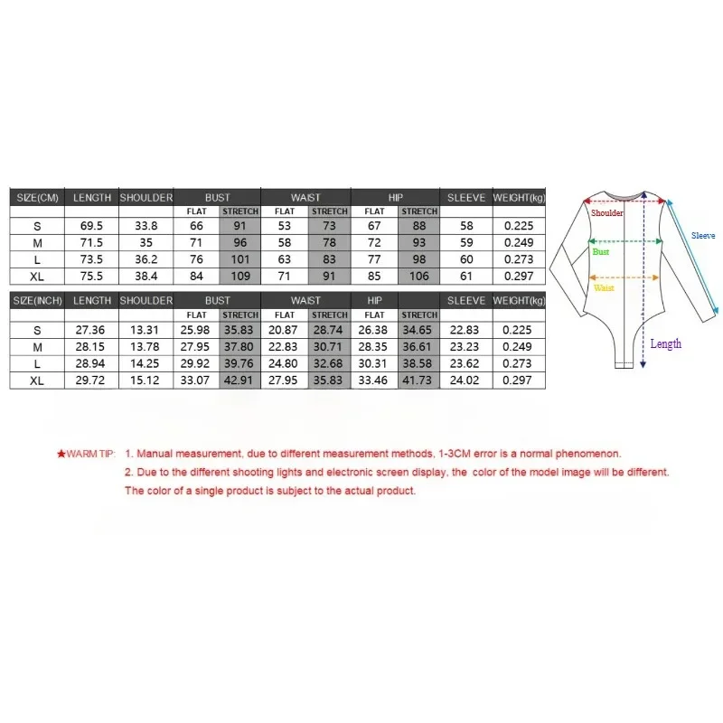 Women's Long Sleeve Sexy Bodysuit Deep V Neck Zip Front Going Out Soft Female Tops Shirts Ribbed Elastic Bodysuits Leotard Top