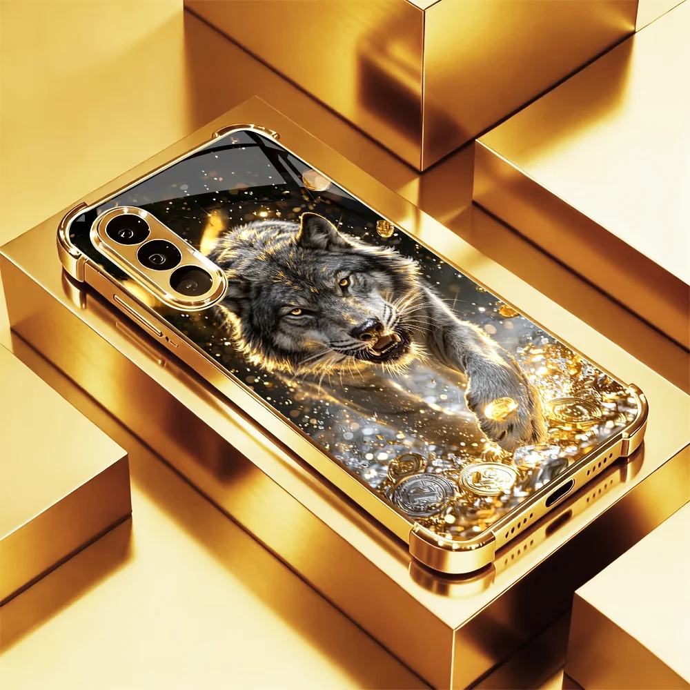 Advanced luxury wolf s26 ultra case Glass phone case for Samsung Galaxy S26 S25 S24 S23 S22 S21 Ultra FE Plus Shockproof Cover