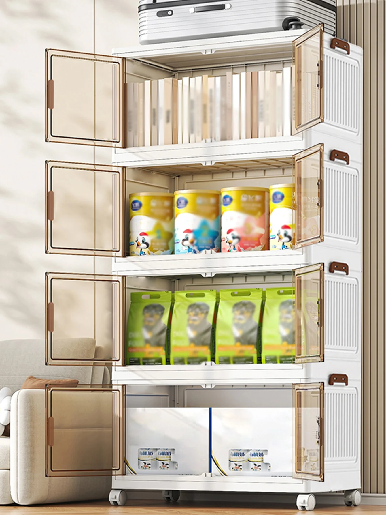 Caixas de armazenamento de plástico de 45-5 camadas com tampas, recipientes de armazenamento empilháveis com rodas, caixas de armazenamento dobráveis, armazenamento dobrável