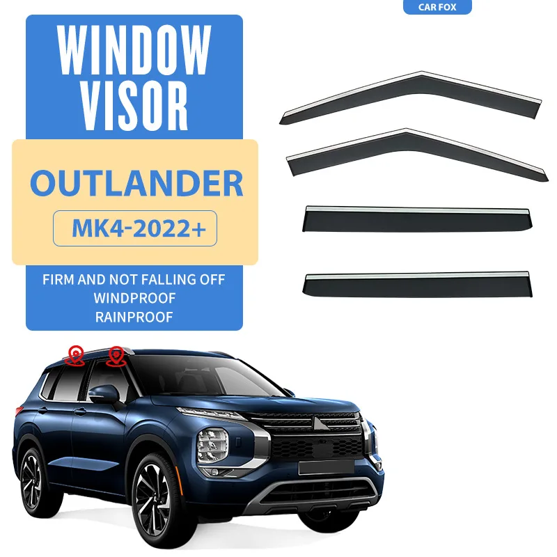 

Car Window Visors For 2006-2023 Mitsubishi Outlander Rain Guards Weathershields Sun Rain Deflectors Accessories