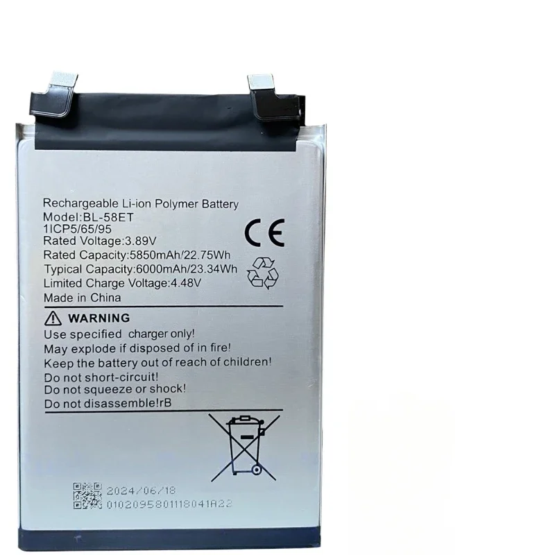 6000mAh BL-58ET Battery for Tecno Pova 5, LH7n Smart Mobile Phone Battery 3.89V Mobile Phone Batteries