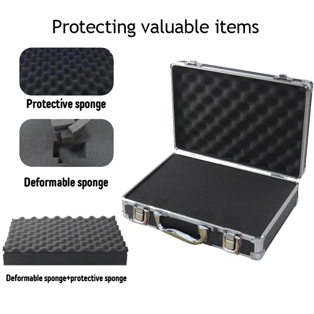 Cassetta degli attrezzi Custodia per strumenti in alluminio Scatola di immagazzinaggio Attrezzatura portatile Cassetta degli attrezzi Scatole per organizer Valigia in alluminio con custodia rigida grande