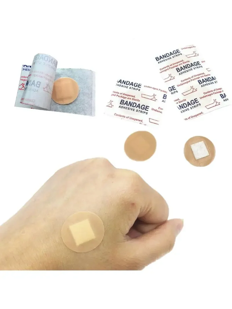 100 sztuk okrągły plaster do szczepienia opatrunek na rany taśma łatka dla dzieci dzieci paski gipsowe oddychające bandaże samoprzylepne — zdjęcie 2