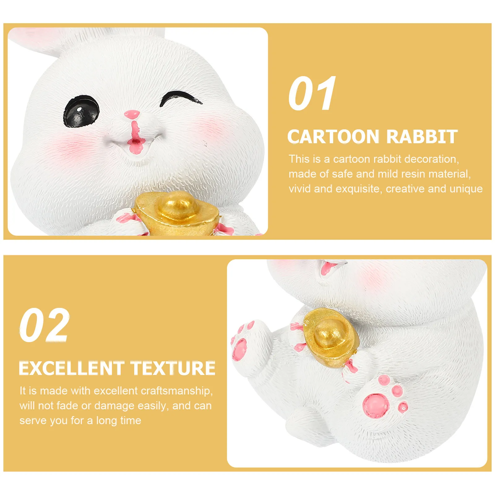 

Big Eared Rabbit Ornament Bunny Tabletop Decoration Figurine Animal Sculpture Car Resin Desktop Ornaments The