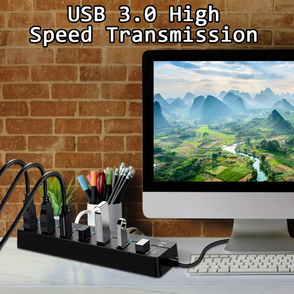 Usb Hub Splitter Power Adapter Computer Accessory 2