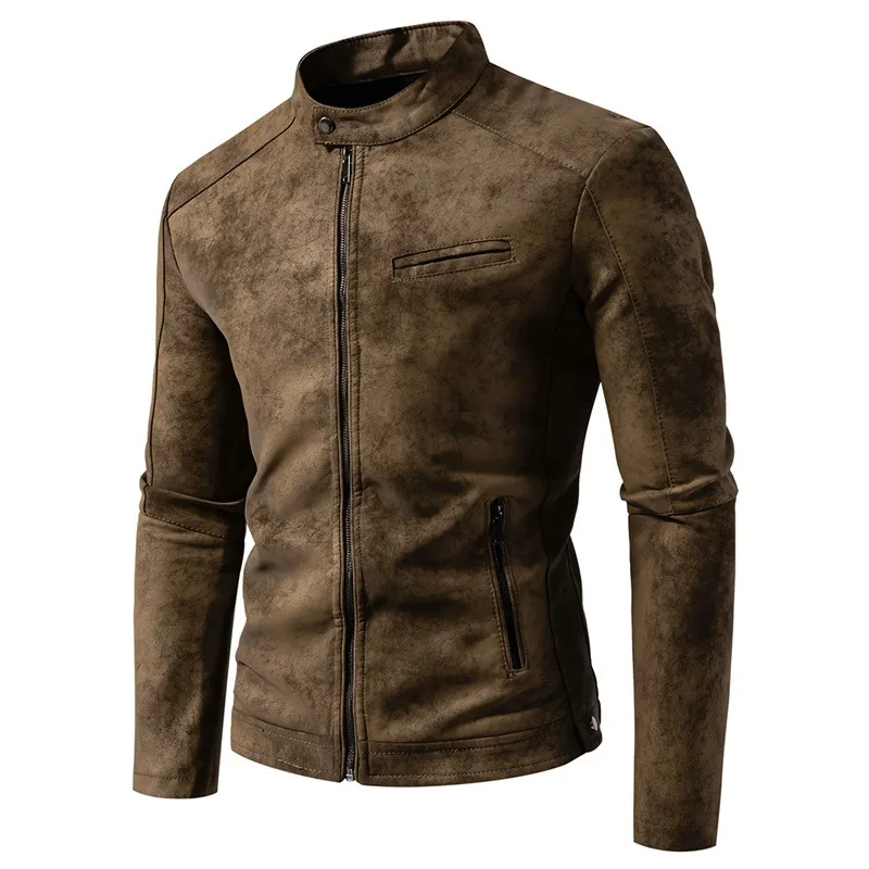 سترة جلدية أمريكية جديدة ذات ملمس راقي، صبغ ريترو غير لامع، سترة جلدية رائعة للدراجات النارية #2