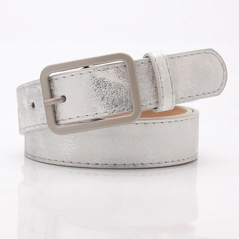 

Fashion Square Pin Buckles Belts Women Silver Buckle Leather Belts for Jeans Retro Wild Belts for Women Waistbands Student Strap