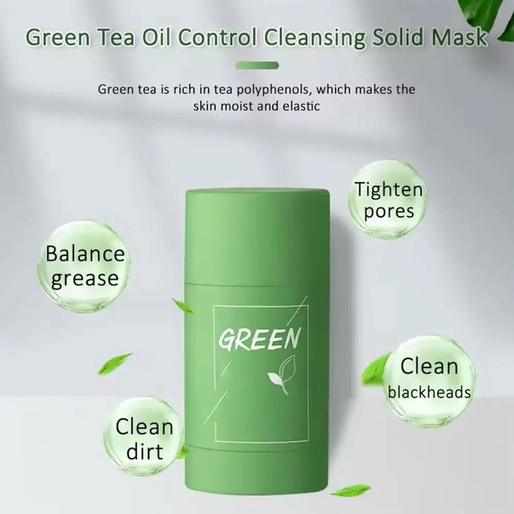 Green Tea Solid Cleansing Mask Dispel Acne Blemish Mark Remove Blackhead Acne Smearing Mud Film Hydrating Mask 40g