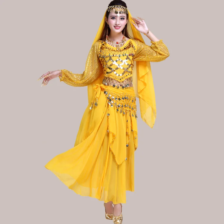 Adult Shiny Belly Dance Outfit Women Sequin Top+Pants Costume Set Lady Oriental Indian Dance Arabian Princess Clothes Outfit Set