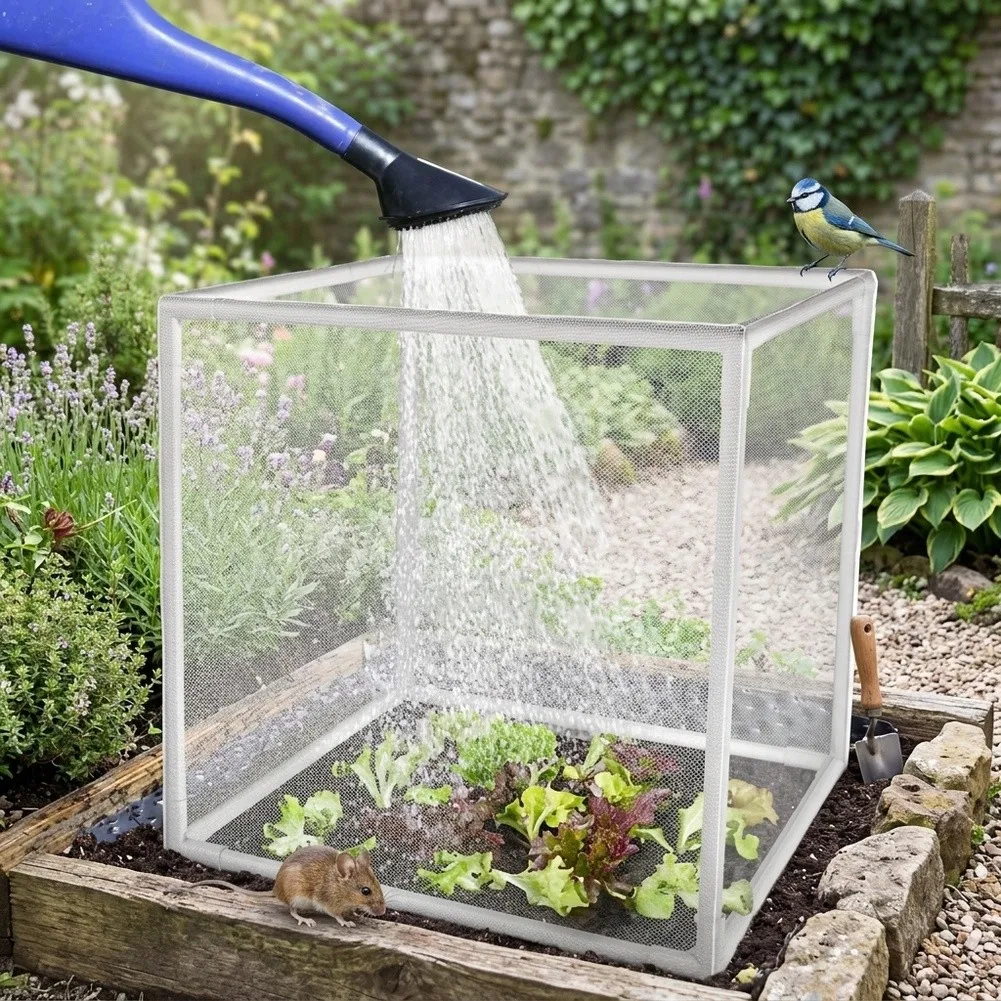 Plant Protection Cage with Netting for Outdoor Plants 40x40x40cm Square Garden Cloche for Roses Lilies Shrubs Vegetables
