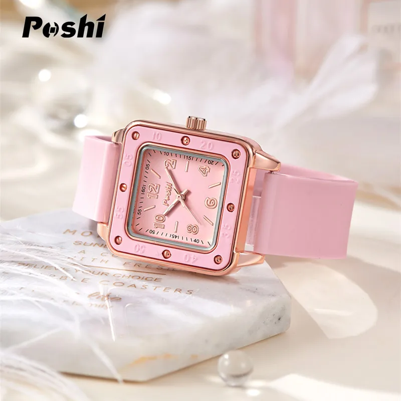 POSHI New Watch for Women Fashion Casual Quartz Wristwatches Silicone Strap Green Dial Women\'s Business Watches Montre Femme