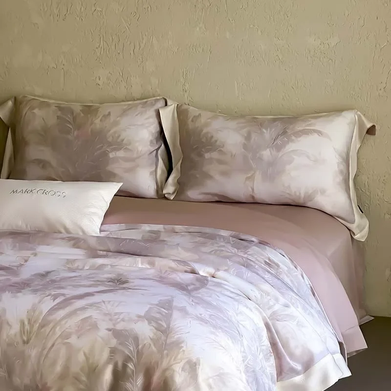 Customizable French 100s condensed Tencel ultra-fine four-piece led luxury summer cool quilt cover