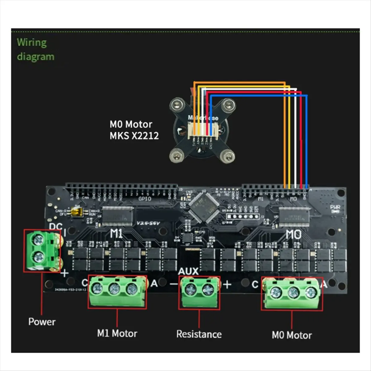 MKS XDRIVE XDrive3.6 56v FOC BLDC -Servo Dual Motor Controller Board High-Precision Based on ODrv V3.6 Upgrade Kits