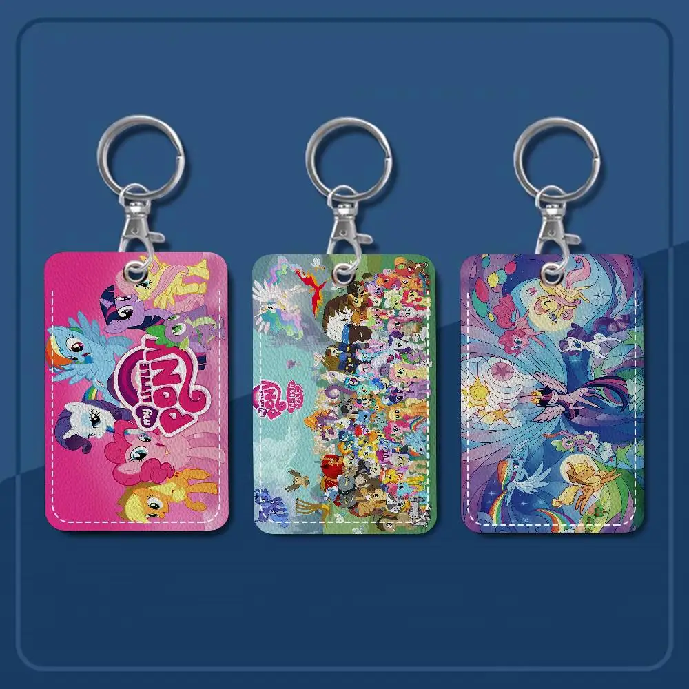 Children Animation L-Little P-Pony Bank Card,Subway, Bus Card Holder Keychain Key Ring Door Access Tags ID Card Case Keychain
