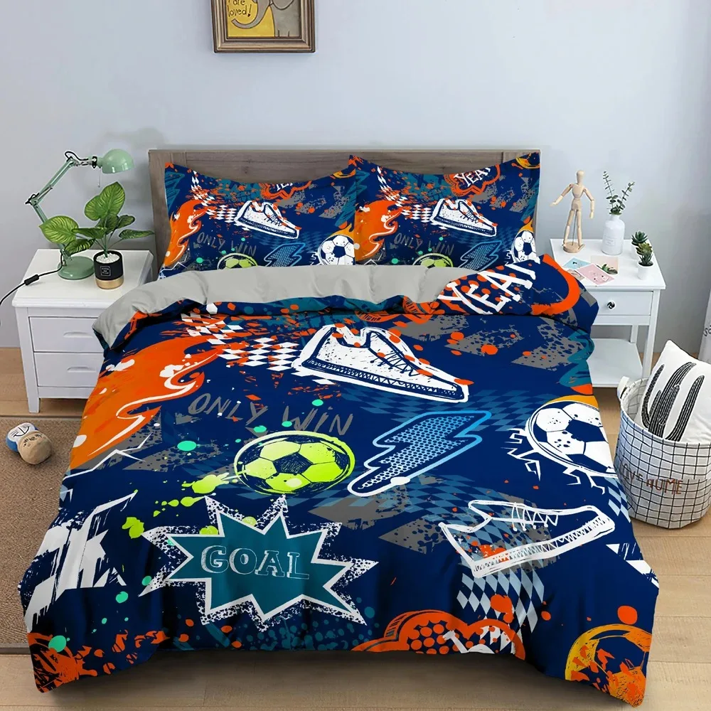 

Colored Football Soccer Bedding Set Boys Girls Twin Queen Size Duvet Cover Pillowcase Bed Kids Adult Fashion Home Textileextile