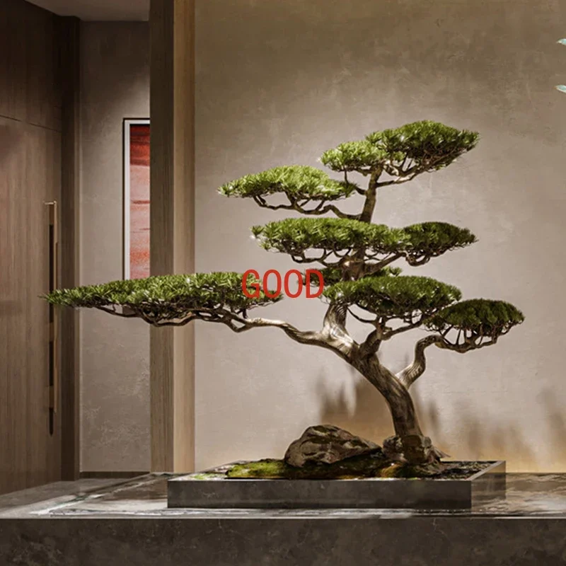 Customized Chinese Luo Hansong Simulation Tree Welcome Pine Decorative Tree Floor Ornament