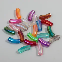10pcs 11mm Laser Acrylic Bamboo Curved Tube Transparent Elbow Loose Beads for Bracelet Necklace Making DIY Jewelry Accessories