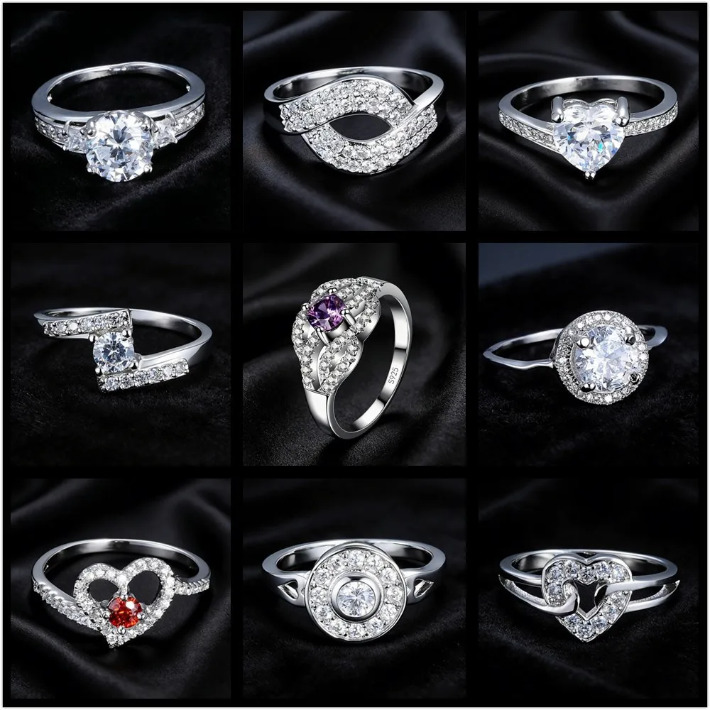 

925 Sterling Silver Jewelry Ring for Woman Wedding Engagement AAAAA Sparkling Cubic Zircon Promise Gift 20 Models