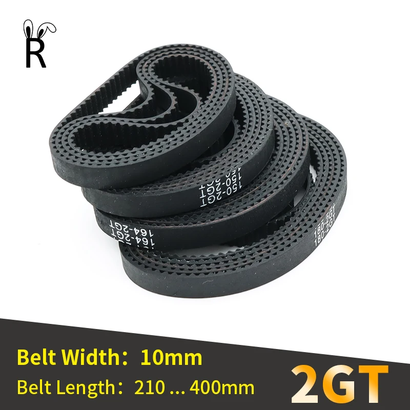 2GT Timing Belt Width 10mm Rubber Closed Loop Length 210 218 220 232 240 To 376 380 400mm GT2 Drive Belt Conveyor Toothed Belt