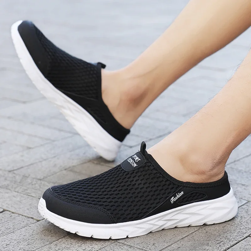 YRZL Herren Halbe Hausschuhe Sommer Atmungsaktive Mesh Herren Schuhe Outdoor Casual Wanderschuhe Slip on Flache Leichte Mesh Hausschuhe Sandalen – Detail 16