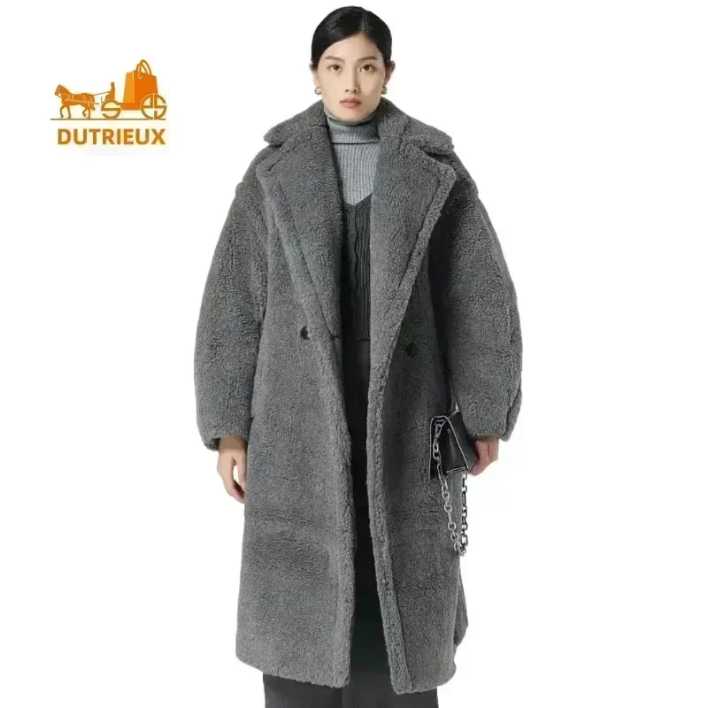 Max Damen-Teddy-Mantel, 2024, Winter-Luxus-Damenjacke, hochwertige, verdickte Alpaka-Wolle, Damenmantel, Wolle, langer Winter-Max-Pelzmantel