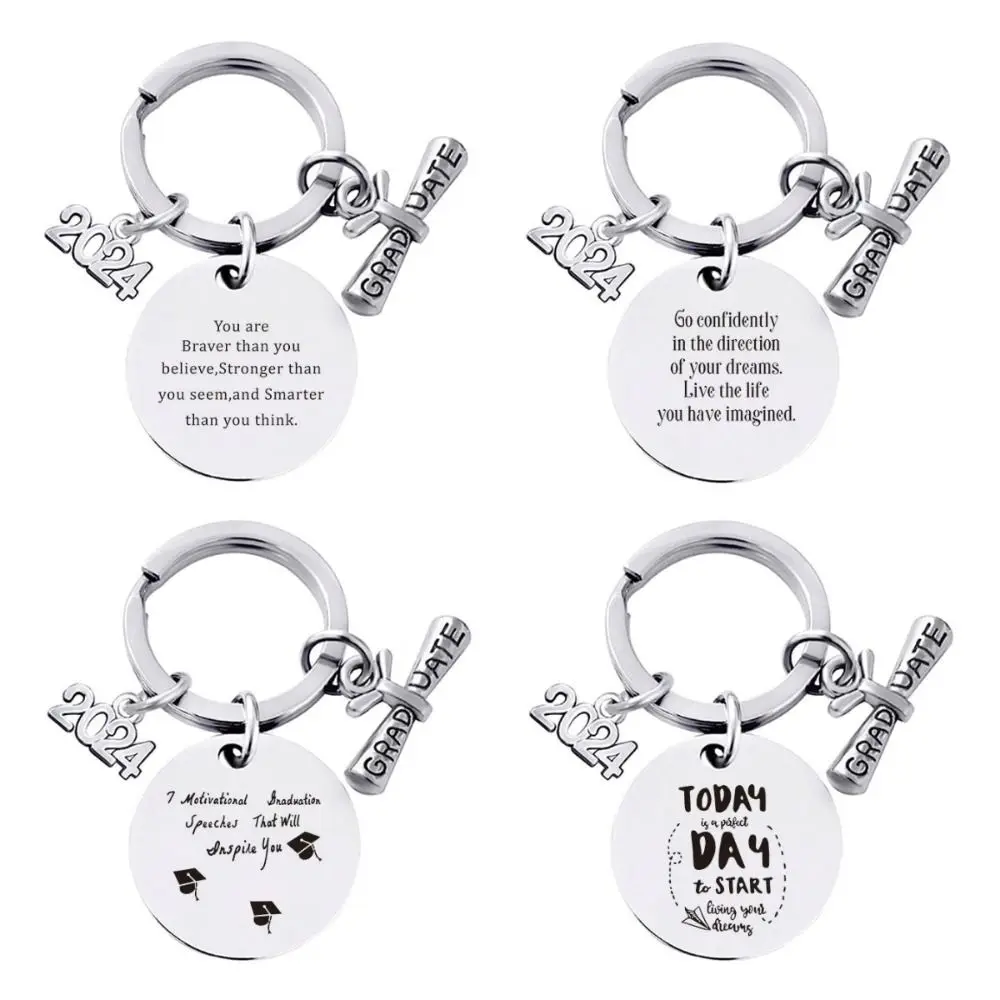 Graduation Season 2024 Graduation Ceremony Keychain Stainless Steel Decorative School Graduate Pendant Gifts Commemorative Metal