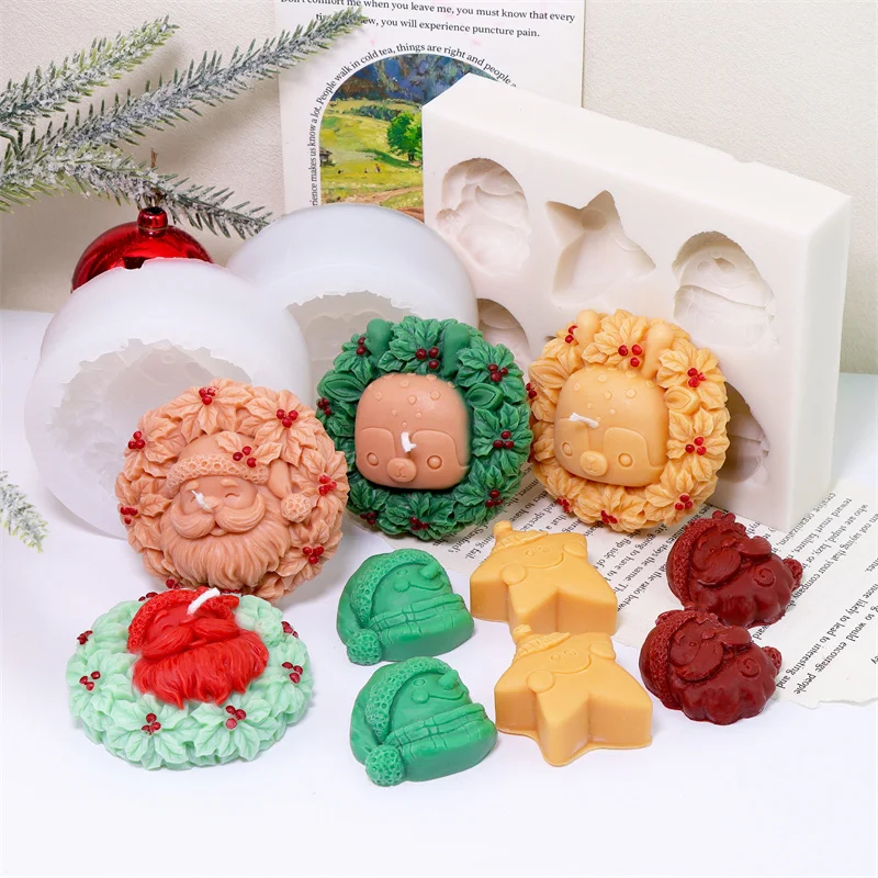 Runde Santa Pinguin Silikonform DIY Stern Schneemann Designs Kerzen Gips Seife Weihnachtstorte Dekor Handgemachtes Geschenk