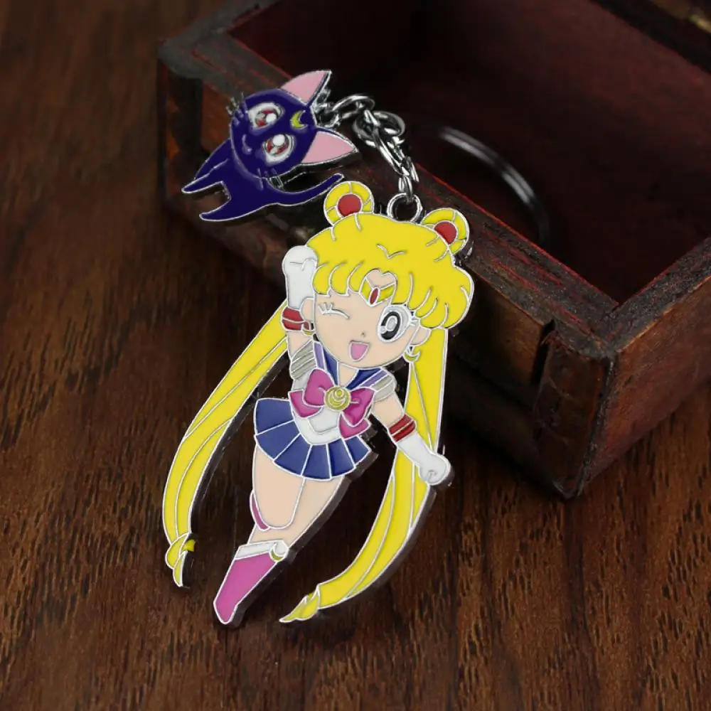 7cm Sailor Moon Tsukino Usagi Metal key chain wallet pendant Anime peripherals Creative Design Backpack decoration Holiday gift