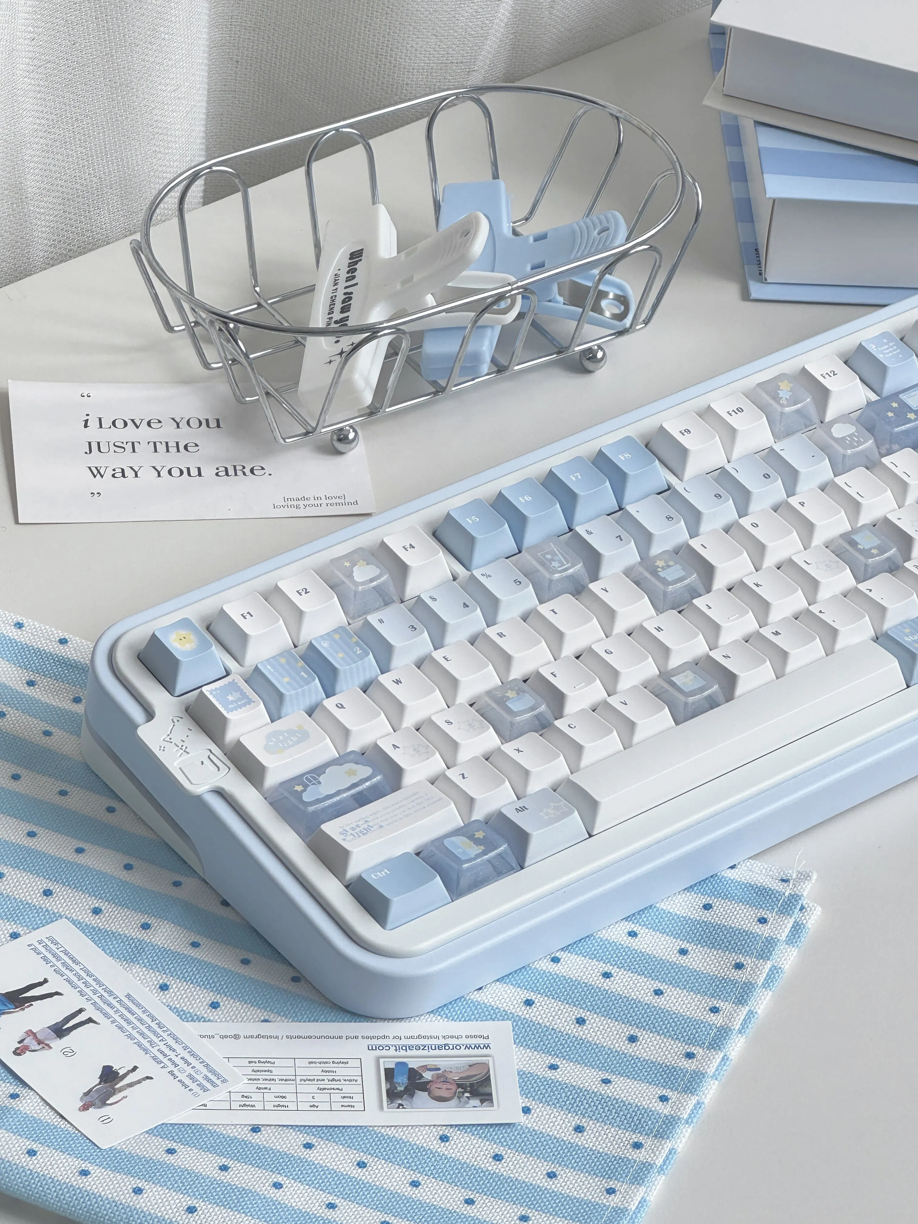 MAIMOOO Keycaps Small Starlight Simple Blue White Ins Style Cherry High Pbt/pc Material Keyboard Keycaps