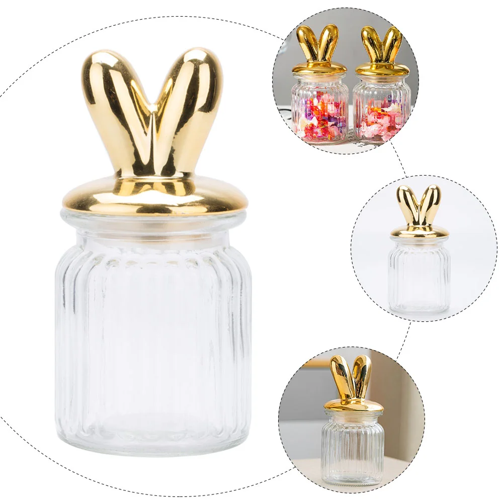 Rabbit Ear Snack Jar Glass Food Storage Container Kitchen Sealing Bottle Jars Candy Holder Storage Bottles Home ganization