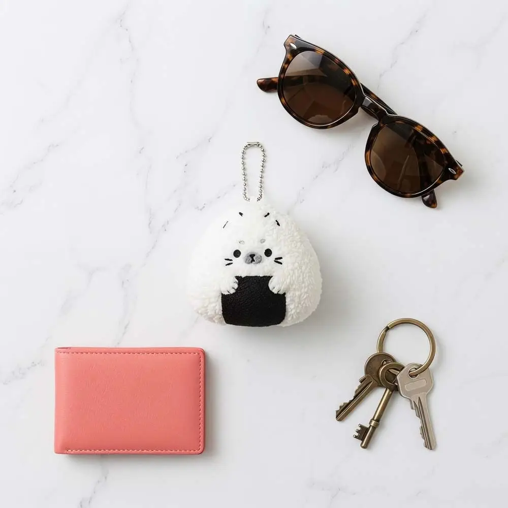 Rice and Vegetable Rice Ball Seal Plush Keychain Bag Charms Fluffy Soft Seal Doll Pendant Decoration Cute Seal Plush Key Ring view 3