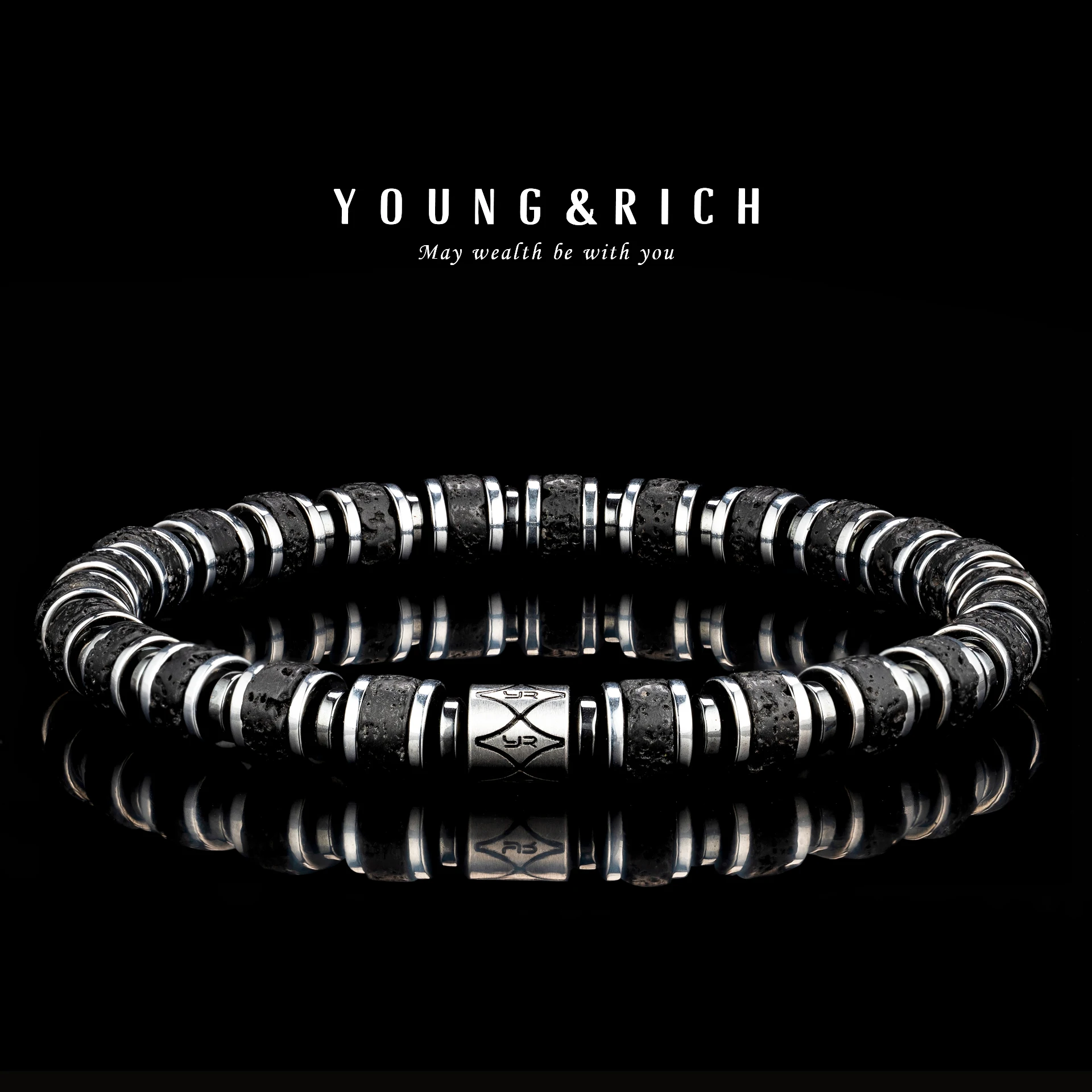 

YOUNG & RICH | Men's Volcanic Lava Stone Bracelet - Matte Earthy Natural Stone Jewelry
