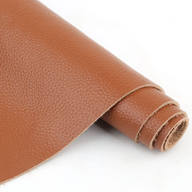 Capa de cabeza de piel de vaca de 1,5mm de espesor, color amarillo y marrón, cabezal de cama con estampado de lichi, asiento de sofá, artículos de cuero DIY hechos a mano, cuero b