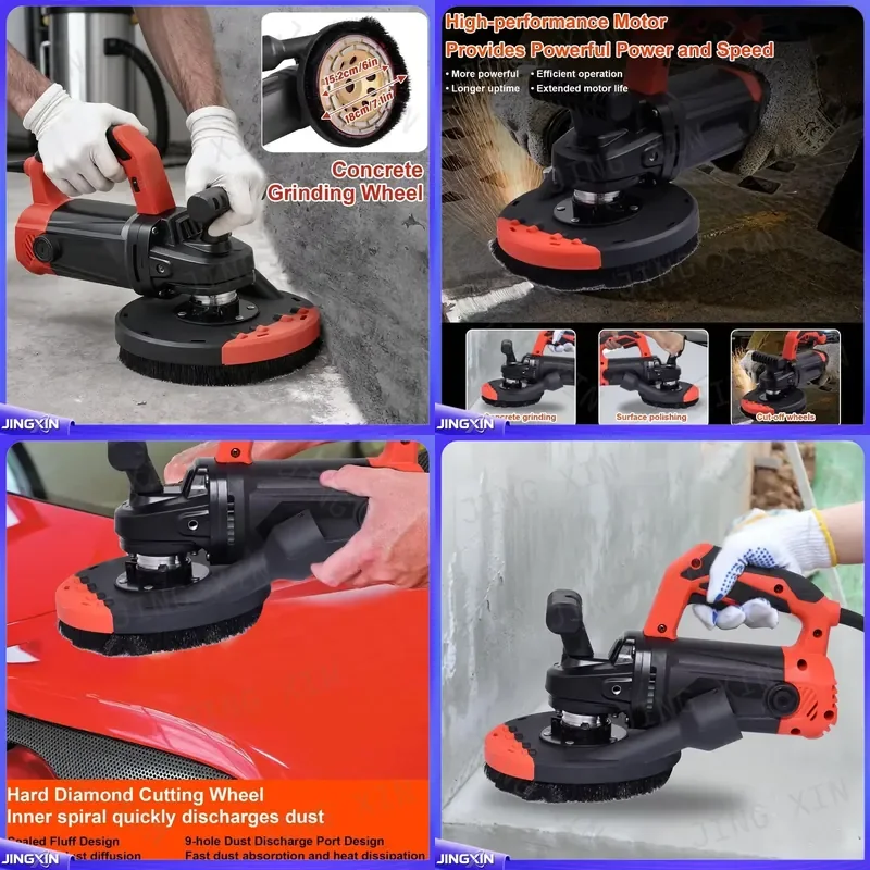 Custom for 6 7 Inch Concrete Surface Grinder Angle Grinder Dust Shroud 90 Degree Seamless Floor Grinding Kit Auxiliary Handle