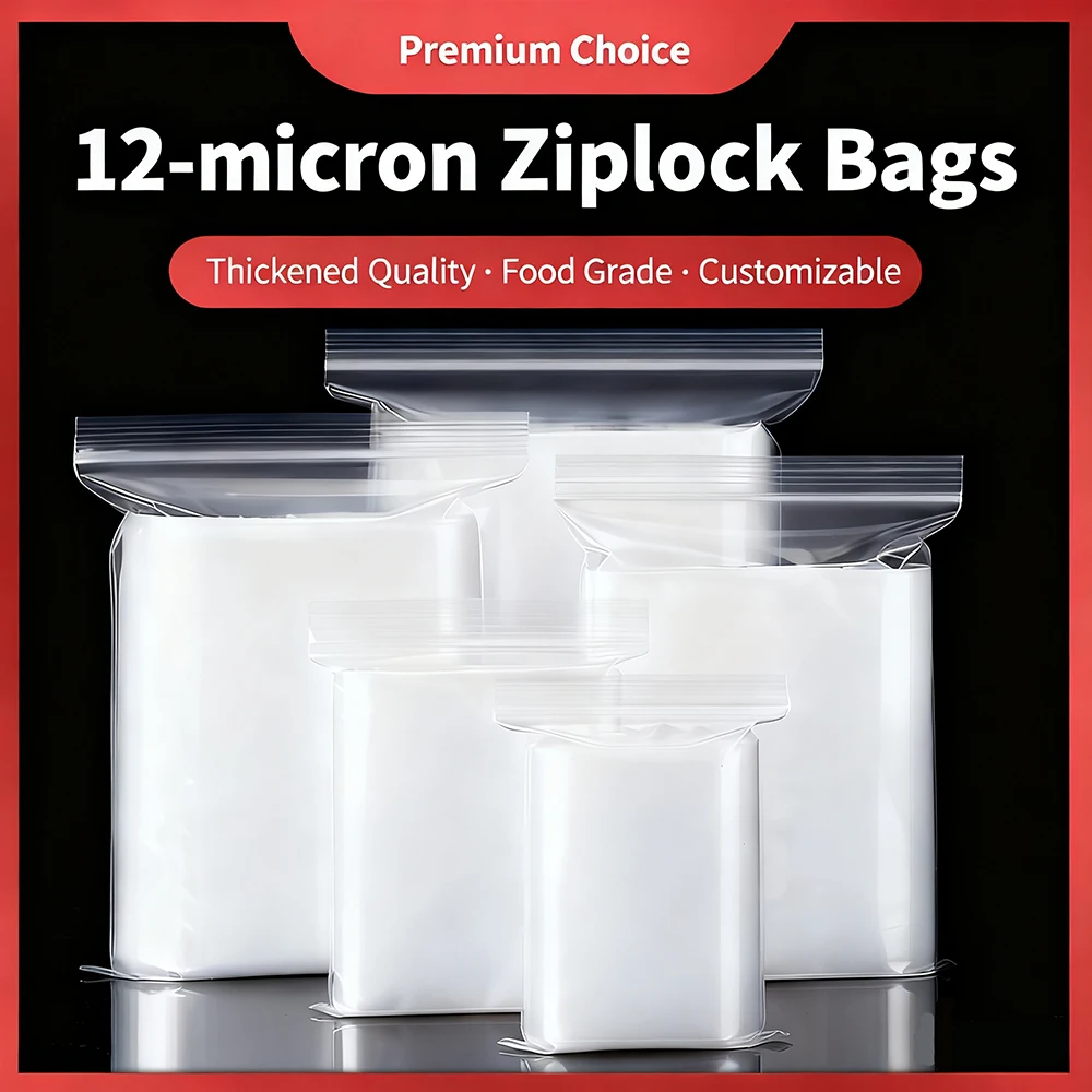 100 pz/pacco Gioielli Ziplock Chiusura Con Zip Chiusura Richiudibile Poli Sacchetti Trasparenti di Plastica Spessore 0.12mm