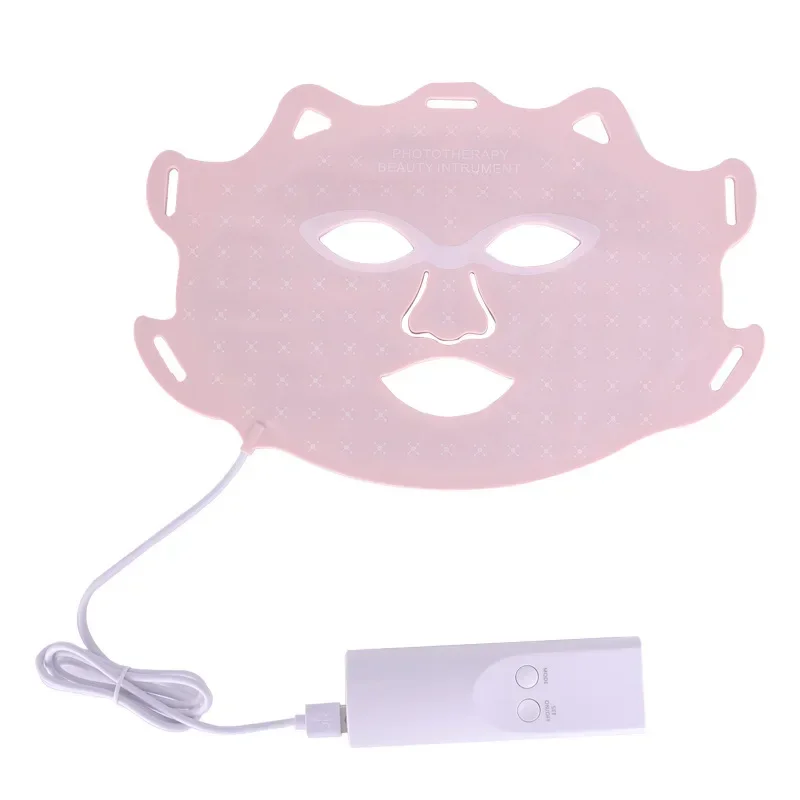 Mascarilla Facial LED, fototerapia con luz de 7 colores, mascarilla Facial con cuello, blanqueamiento antiacné, terapia de luz roja, tratamiento de belleza para la piel