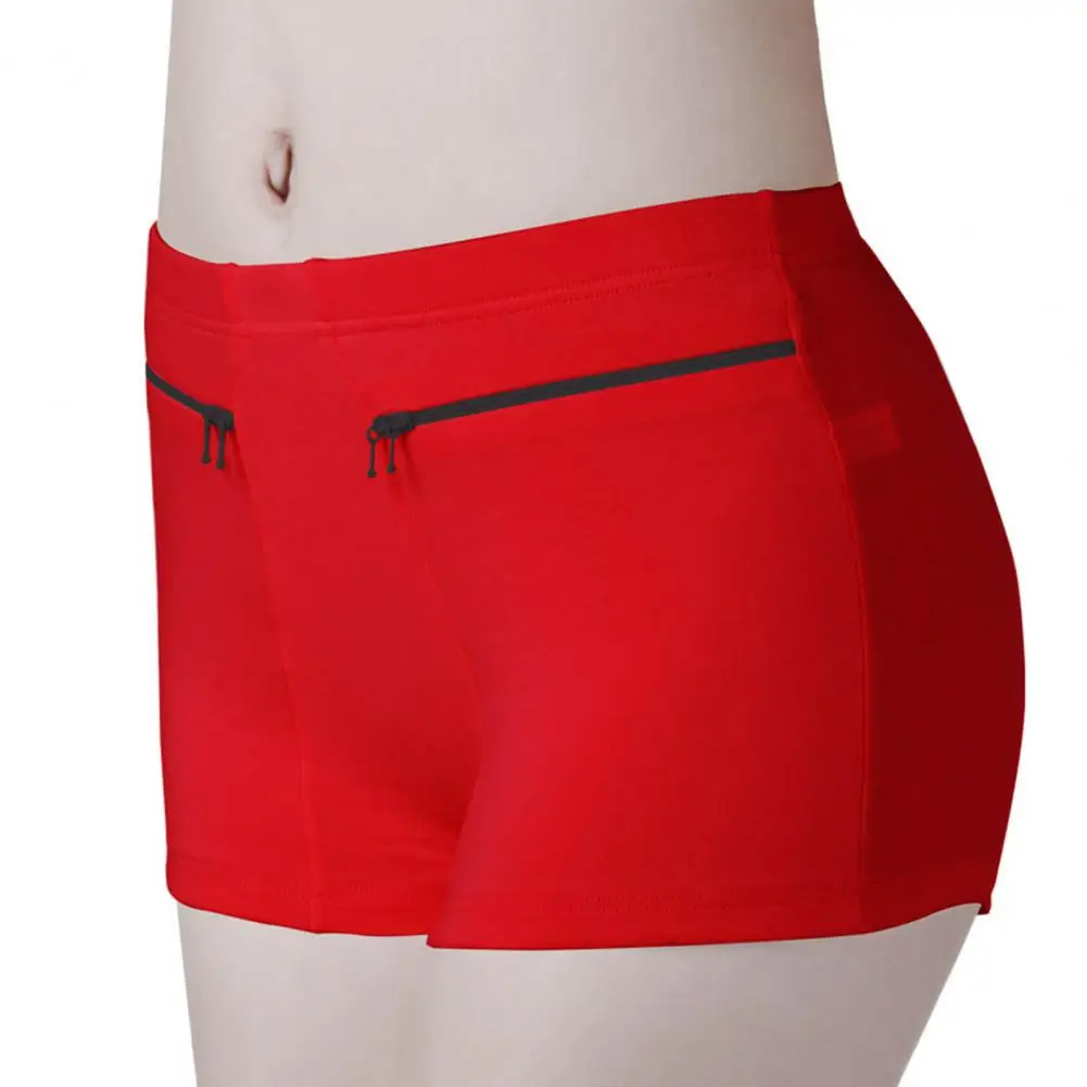 Shorts de segurança com bolso com zíper para mulheres, shorts de segurança antifurto, alta elasticidade para ioga, mulheres de meia idade