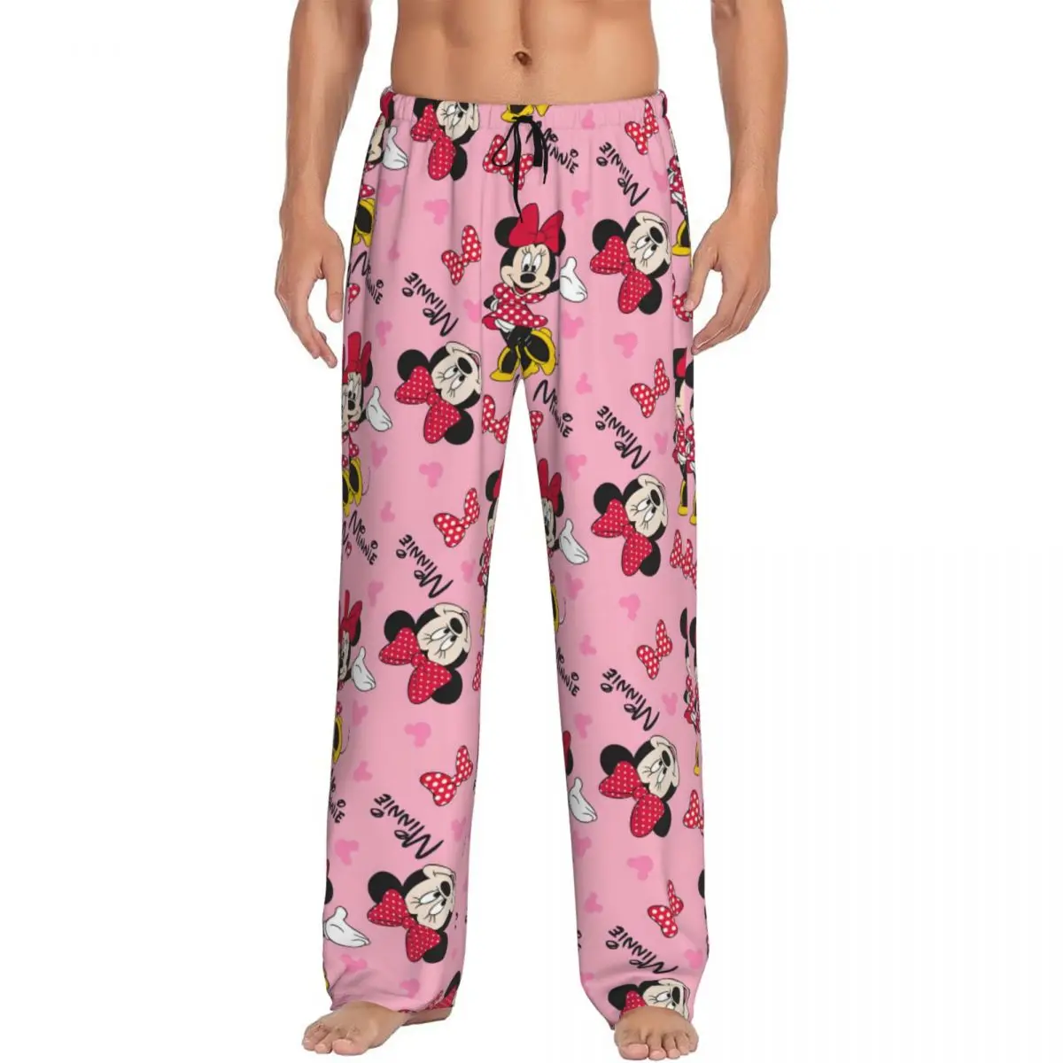 

Мужские пижамные штаны с принтом Минни Маус в стиле аниме, мультяшные, с карманами