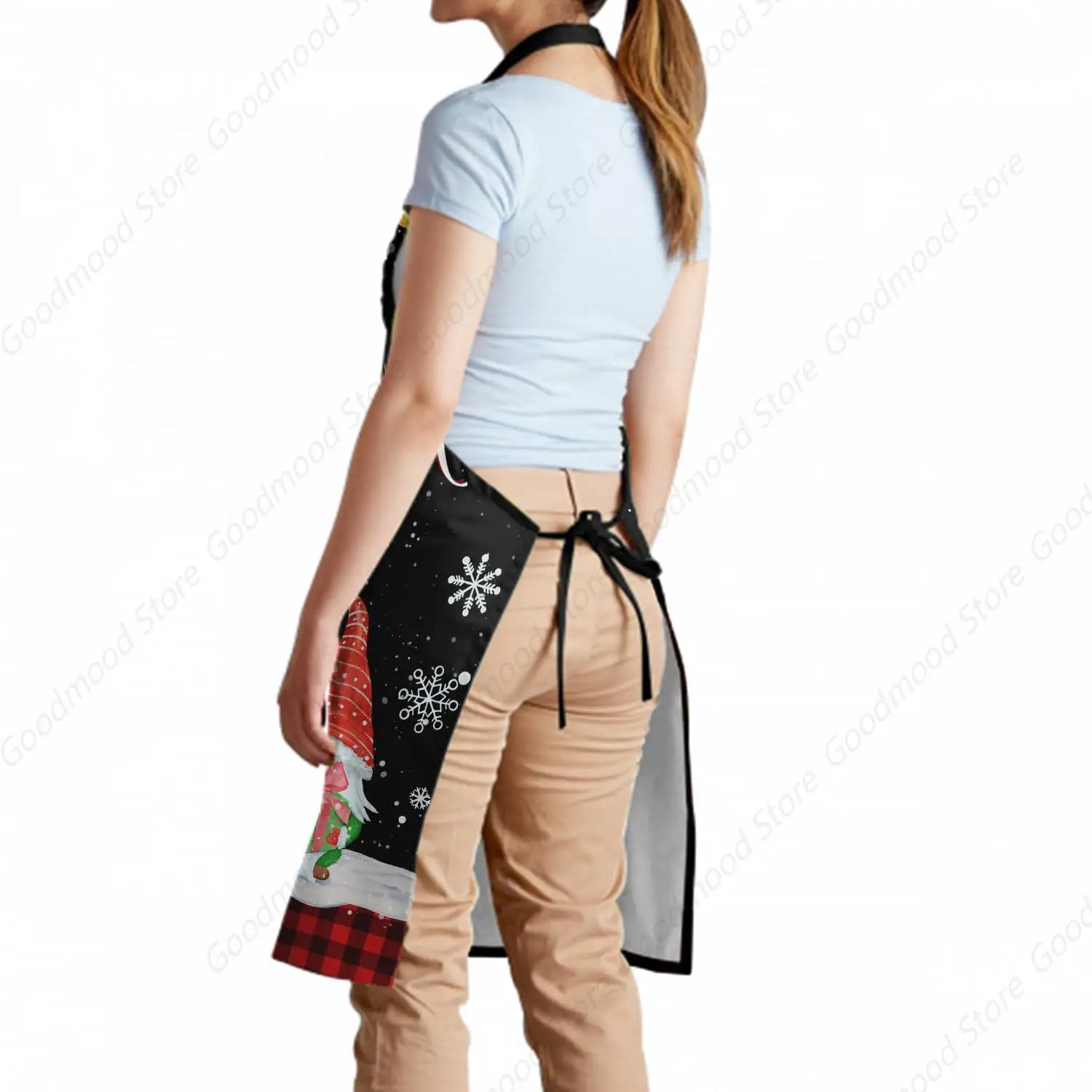Merry Christmas Apron with Pockets Winter Holiday Bib Apron Waterproof Adjustable Cooking Aprons for Women Men image 4