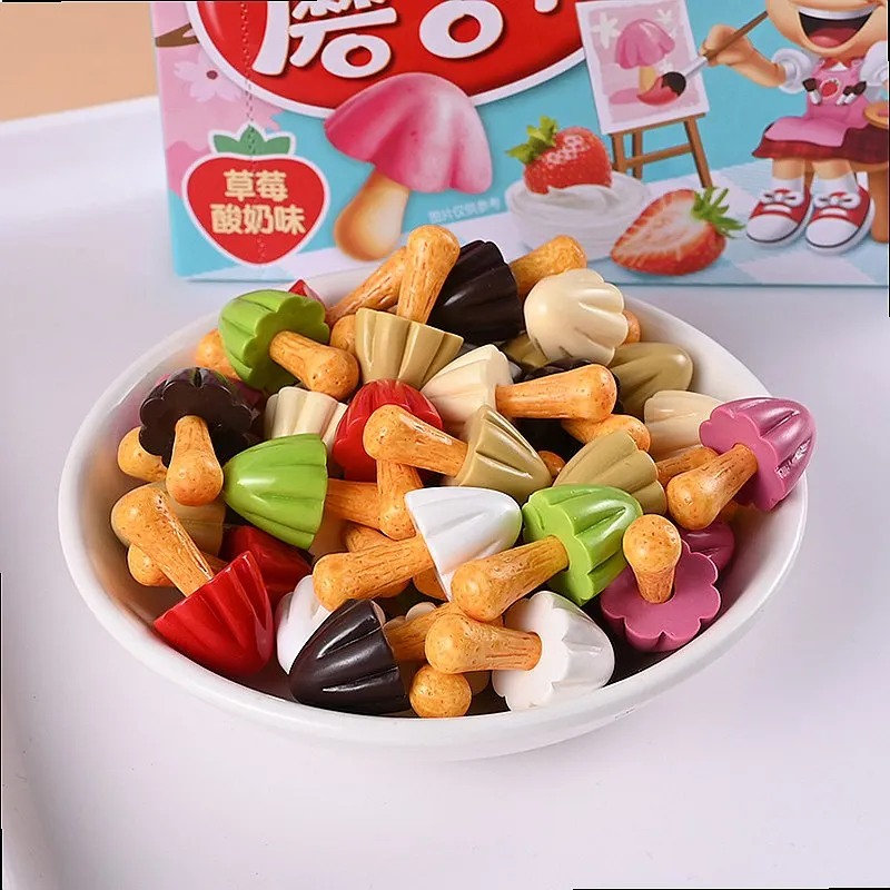 100pcs Kawaii Simulated Chocolate Mushroom Cookies 3D Resin Cabochon DIY Accessories for Keychain Jewelry Dollhouse Decor