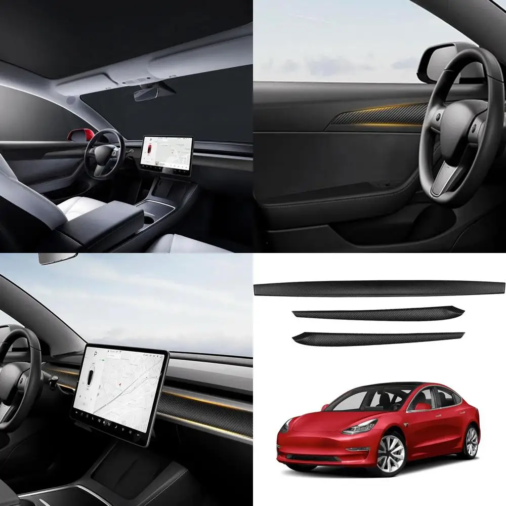 

Цельная крышка приборной панели без зазоров и панель отделки передней двери, совместимая с Tesla Model Y 2021-2024 Model 3 Interi 2019-2024 гг.