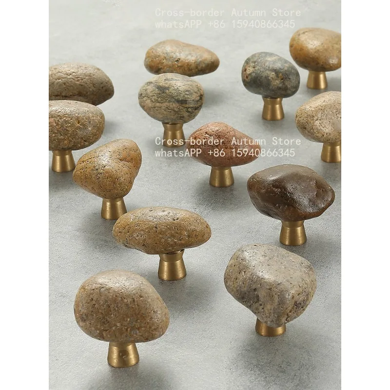 Stone cabinet, cabinet door, drawer, single hole handle, bedside table, rough stone handle, small.