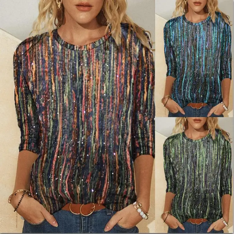 

Ele Women's Printed Long Sve irt Faionable Casual Top Quali Material Resistant to Deformation Winter Collection