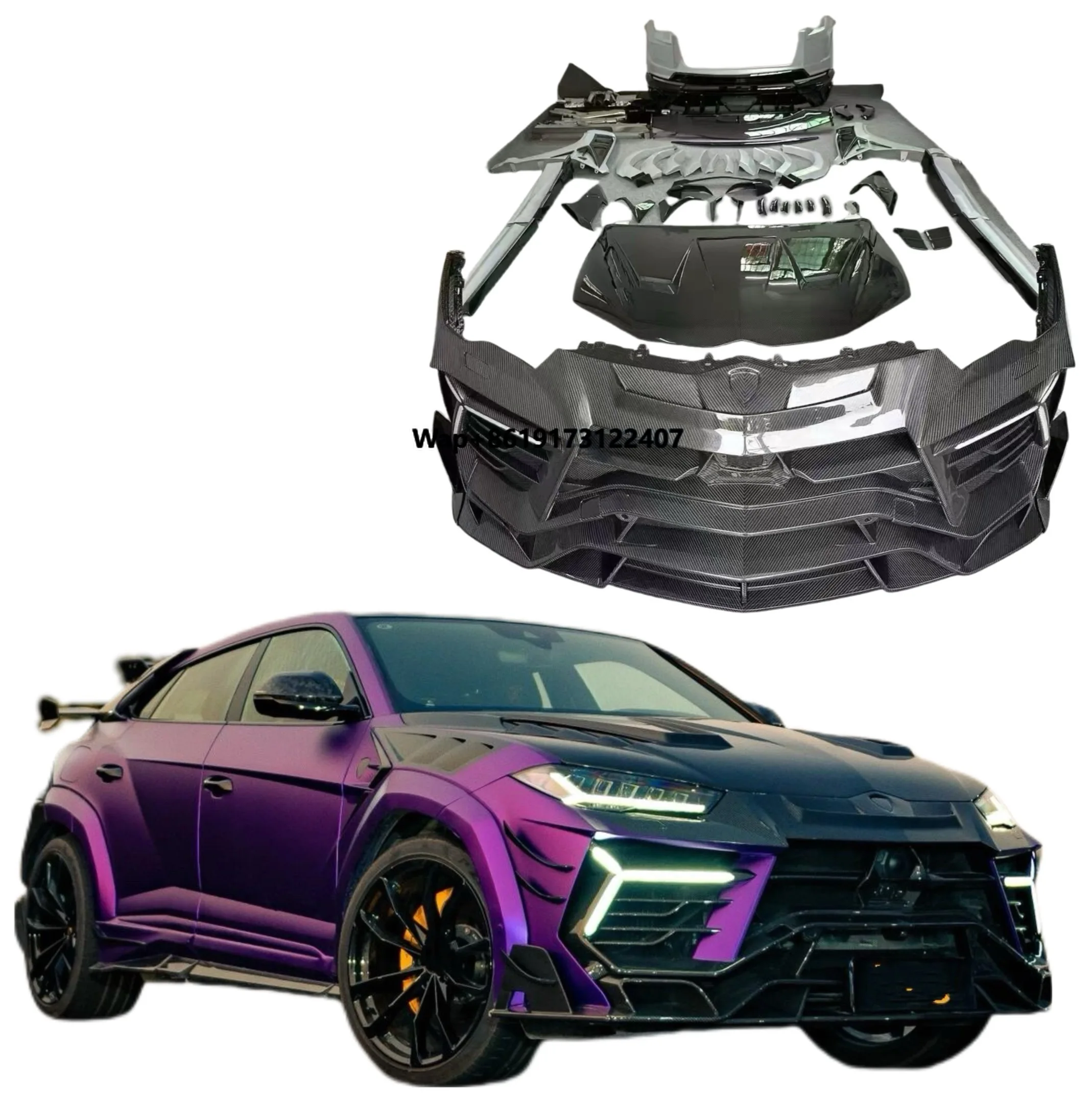 For Urus Upgrade MSY Style Dry Carbon Fiber Front Bumper Assembly Fender Arch Side Skirts Rear Wing Body Kit