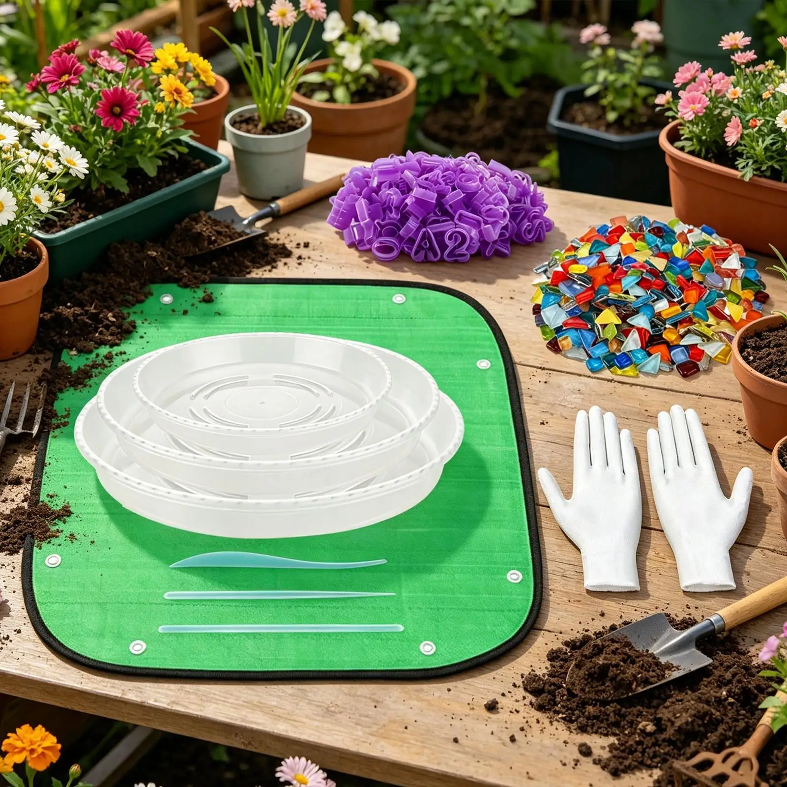 Cement Stepping Stone Kit with Stamps Carving Tools Stepping Stone Kit with Concrete Mix for Kids Adults Family Grandma Patio