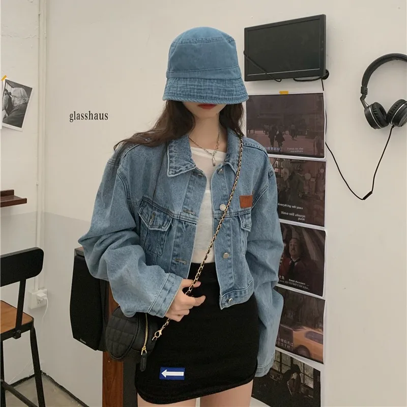 Blue badge denim jacket - single piece