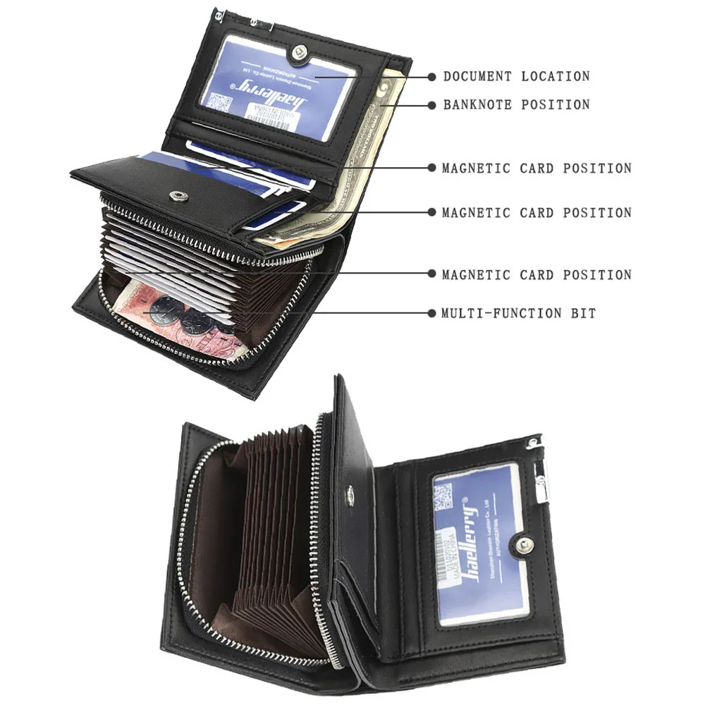 Men's Short Wallet with Finely Layered Interior Compartments for Easy Storage of Banknotes, Durable Pu Leather Material, Business-Style Simple Large-Capacity Wallet