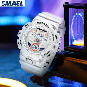 SMAEL night light waterproof men&#x27;s electronic watch 8085 cool dual display multi-function outdoor sports watch