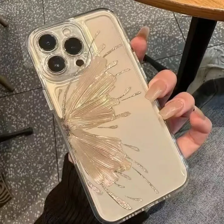 Golden Butterfly مناسبة لحافظة الهاتف المحمول iphone17pro، Apple 15 المضادة للسقوط 14، كوريا الجنوبية 13promax الجديدة 16pro. #1